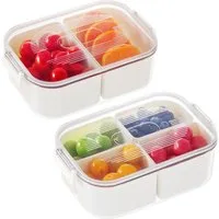 Elegear Vorratsdose Snackbox mit 4 Fächern, Snackschale Kinder, Snackteller mit Deckel, Polypropylen, (2-tlg), Wiederverwendbare Portable Snack Box Snackdose, Spülmaschinenfest