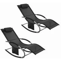 SoBuy Gartenliege OGS28x2, Schaukelstuhl Schaukelliege Strandliege Gartenmöbel, 2 st, Sonnenliege 2 Personen Liegestuhl Gartenliege wetterfest,Outdoor