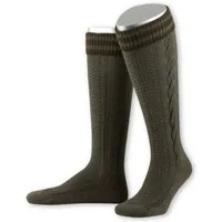 Lusana Trachtensocken Trachten Kniestrümpfe - L8995R - anthrazit, oliv