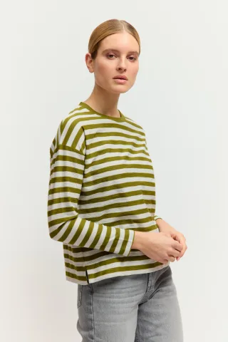 THE FASHION PEOPLE - NOS Longsleeve striped autumn pea stripe - Gr. - S