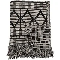 Wohndecke Decke Schwarz 160x130cm, Bloomingville, Decke Sofadecke Tagesdecke Kuscheldecke Baumwolldecke Sommerdecke