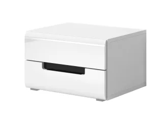 Nachtkommode HL1-22, 52 cm x 35 cm x 44 cm, weiss/weisshochglanz/schwarz NBHL1-22-weiss