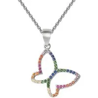 Firetti Kette mit Anhänger Schmuck Geschenk Silber 925 Halsschmuck Halskette Regenbogen, Made in Germany - mit Zirkonia (synth)