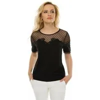 Passioni Kurzarmshirt mit feinem Spitzendetail