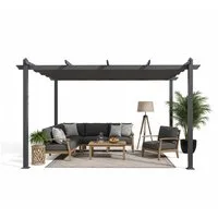 PURPLE LEAF Pergola Aluminium Pavillon mit Schiebedach, BxTxH: 300x300x245 cm, (Einzelartikel, 1 x Pergola), Wasserdicht und UV-beständig