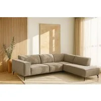 Home affaire Ecksofa LORCAN mit Metallfüßen, Breite 275 cm, weiches Sitzgefühl, Metallfüße, Lederoptik, Struktur, Bouclé