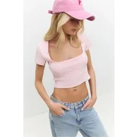 No Matter What T-Shirt Kurzarm-Crop-Top mit quadratischem Ausschnitt