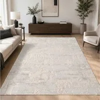 Carpetilla Designteppich Teppich Wohnzimmer Carpetilla abstrakt 3d Modern Creme, Rechteckig, Höhe: 10 mm, Wohnzimmer Hoch&Tief Effekt Modern