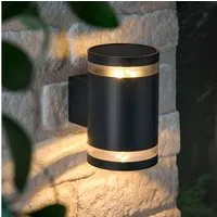Lights4fun LED Außen-Wandleuchte Wentworth Solar-Wandleuchte mit zwei Strahlern