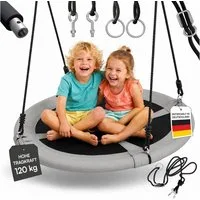 Bellabino Nestschaukel Konda Indoor/Outdoor Hängeschaukel Ø 120 cm, (anthrazit, reißfest), Kinderschaukel bis 120 kg, mit Zubehör, höhenverstellbar