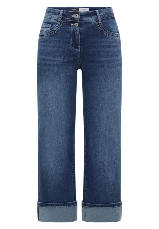 CECIL - High Waist Wide Leg Jeans im Slim Fit mid blue wash - Gr. - 30