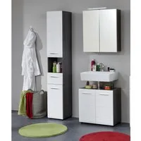 welltime Badmöbel-Set Sovana, (Set, 3-St), Hochschrank, Waschtisch und Spiegelschrank mit Beleuchtung