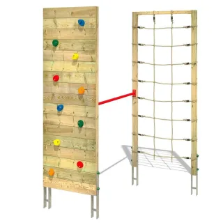 Kletterwand Smart Combo mit Kletternetz - Freistehendes Spielgerüst für den Garten - Stabiles Abenteuer Klettergerüst für Kinder - Wickey