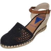 VERBENAS MALENA Crochet Lino Sandalette Negro