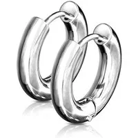 BUNGSA Creolen-Set Creolen Klappverschluss 25mm aus Edelstahl Unisex silber (1 Paar (2 Stück), 2-tlg), Ohrschmuck Ohrringe