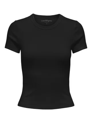 ONLY - ONLVAL S/S O-NECK TOP JRS Black - Gr. - XS