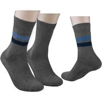 Die Sockenbude ABS-Socken STOPPER (Bund, 2-Paar, grau) mit breitem Bund ohne Gummirand vollfrottee