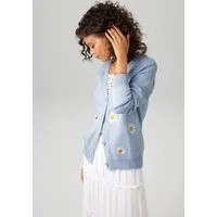 Aniston CASUAL Strickjacke mit aufgestickten Margeriten verziert