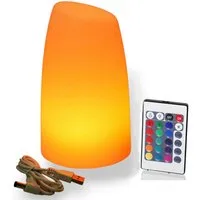 Arnusa LED Tischleuchte PL201 Akkulampe mit USB Aufladekabel RGB Fernbedienung, USB-Ladefunktion, LED fest integriert, 16 Leuchtfarben und 4 Farbwechselprogramme per Fernbedienung einstellbar, 12x20 cm dimmbar