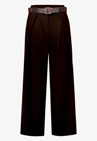 zero - Elegante Hose mit Gürtel chocolate plum - Gr. - 38