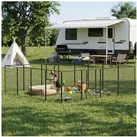 PawHut Freigehege für Große, Mittlere, Kleine Hunde, Kleintierauslauf, mit zwei Türen, für Garten, Balkon, Grau