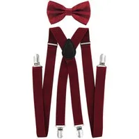 axy Hosenträger Herren Hosenträger mit Fliege Set (2-St., 2er Set) 4 Stabile Clips X-Form 2,5cm Breit verstellbar und elastisch
