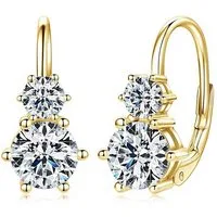 ROUGEMONT Creolen-Set Funkelnde Moissanit Damen Creolen Ohrringe 925 Sterling Silber, Echtschmuck mit Echtheitszertifikat