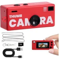 Pdgrid Retro Mini Daumenkamera 1080P mit Blitzlicht & 8GB TF-Karte Kompaktkamera (1080 MP, 4 Filter mit Type-C, Tragbare Kleinkamera für Alltag Reisen Geschenk)
