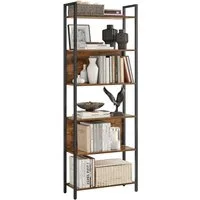 VASAGLE Bücherregal Küchenregal, Standregal, Flur, Küche, Büro, stabiles Stahlgestell, mit 6 offenen Regalebenen, Industrie-Design, 60 x 186 x 24 cm