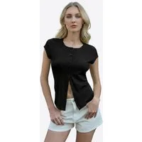 Imily Bela Strickjacke Damen enganliegende Strickbluse mit Knopfleiste (Packung, 1-tlg., 1per-Pack) in Unifarbe