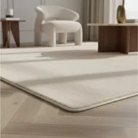 KADIMA DESIGN Teppich ISAR Wohnzimmer Waschbar Schlafzimmer Wohnzimmerteppich Esszimmer Uni, Rund, Höhe: 13 mm, Creme, 80x80 cm, Strapazierfähig Modern Esszimmerteppich Waschbar