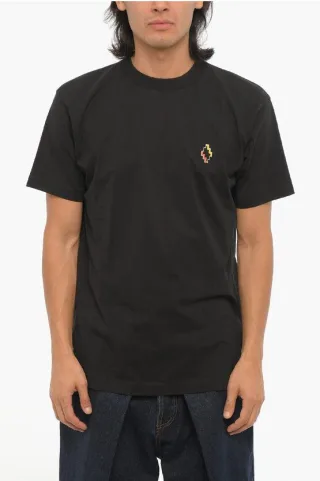 Baumwoll-T-Shirt mit Rundhalsausschnitt in Schwarz