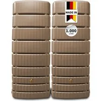 4rain Regentonne SLIM Wandtank-Set 1000 L taupe, 1000 l