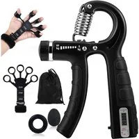 SURFOU Handmuskeltrainer Handtrainer Trainingsset(5er-Pack), Fingertrainer Griffkraft Trainer (Trainingsring & Stressabbau-Griffball mit Tragetasche), 2 Einstellbarer Widerstand Unterarmtrainer, Fingerstrecker