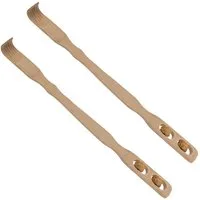 HAC24 Massagegerät Rückenkratzer Bambus Kratzhilfe Kratzhand Rückenmassage, Set 2-tlg., mit Massagerollen, 46 cm