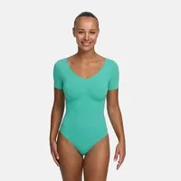 cfab (creamy fabrics) Miederbody T-Shirt Bodysuit Sculpting Shapewear mit String-Mint-L (1-tlg) Figurformend