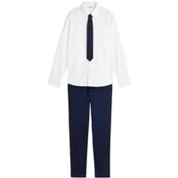 bonprix Langarmhemd (Set) 3-teiliges Set, Hemd unifarben mit Kentkragen, Hose und Krawatte