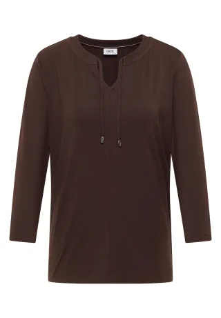 CECIL - 3/4-Arm Shirt mit Split Neck macchiato brown - Gr. - M