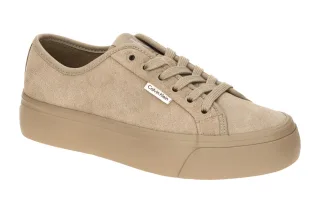 Calvin Klein YW02000 PFA VULC FLATF LACE UP - WOMEN Beige Silver Mink Halbschuhe