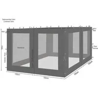 Quick Star Pavillonseitenteil 4 Seitenteile mit Netz Rankpavillon 3x3m Anthrazit, 1200x195 cm, Mittig angebrachte Reißverschlüsse
