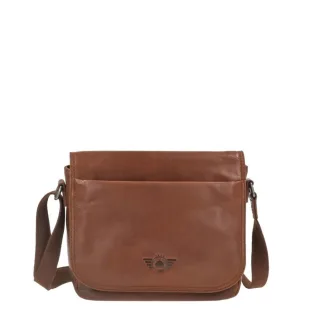 Umhängetasche Damen Leder braun 26x20cm | Greenburry Schultertasche "Waxy Vintage" 1376-24