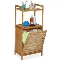 relaxdays Wäschetruhe Wäscheschrank mit Wäschekorb Bambus (1 St)
