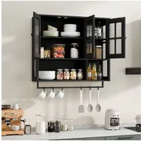 STILVORA Hängeschrank mit Glastür&Handtuchhalter,Wandschrank Badezimmerschrank mit Stauraum