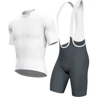 Wulibike Radtrikot Herren Fahrradbekleidungsset mit 3D-Polster & Anti-Rutsch-Silikon (2-tlg) Kurzarm-Radtrikot und Träger-Radhose, insgesamt 6 Taschen