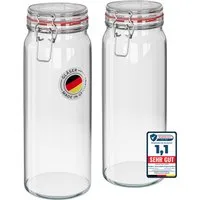Wellgro Vorratsglas Einmachgläser mit Bügelverschluss rund, Fermentierglas, (2-tlg)