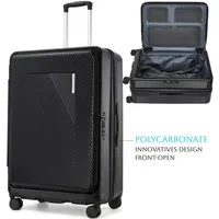Super Solu Hartschalen-Trolley XL Polycarbonat Erweiterbarer Hartschalenkoffer mit Frontöffnung, 4 Rollen, 360° drehbar, 28Zoll/76cm, Stoßfester Reisekoffer mit TSA-Schloss