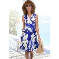 Vivance Jerseykleid in Wickeloptik mit Blumendruck aus bügelfreier Ware tailliertes Minikleid, Sommerkleid, Druckkleid