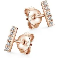 Materia Paar Ohrstecker Ohrringe Damen Rosegold Zirkonia SO-447, 925 Sterling Silber, vergoldet