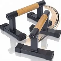 Body & Mind Liegestützgriffe Fitnesstraining-Liegestützgriffe – Handgelenkschonende (Holzgriffe für Ganzkörper-Training, Kompakte Trainings-Griffe), inkl. Gratis E-Book