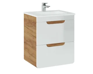 Waschbeckenunterschrank FERMO Weiss Hochglanz inkl. Waschtisch 50cm